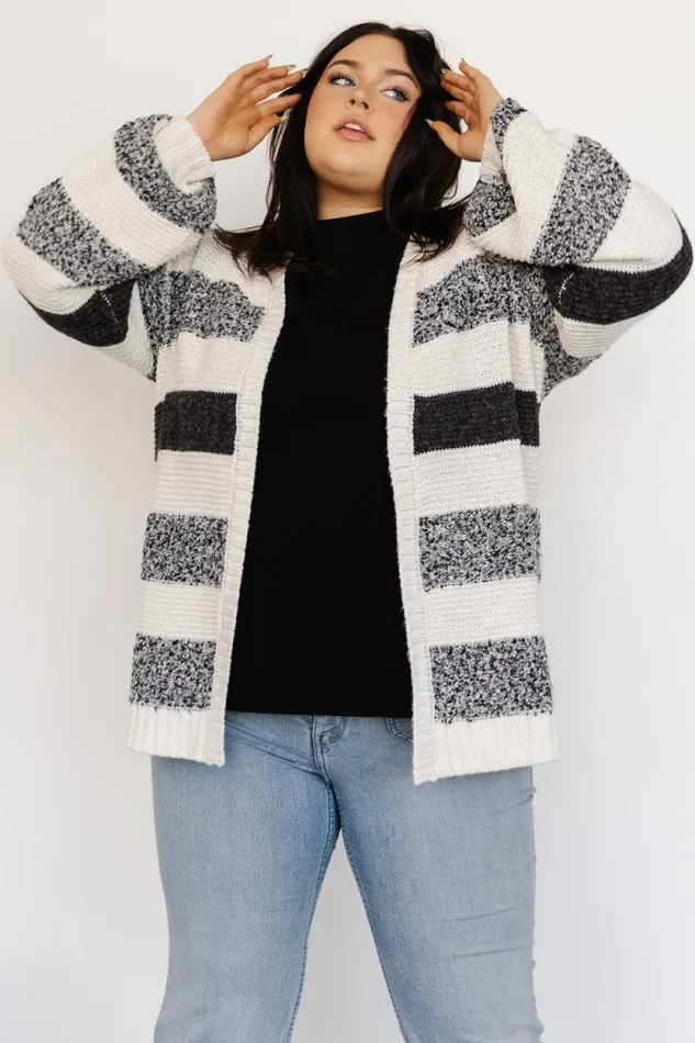 Women Banff Stripe Cardigan Black Ivory Baltic Born Cardigans