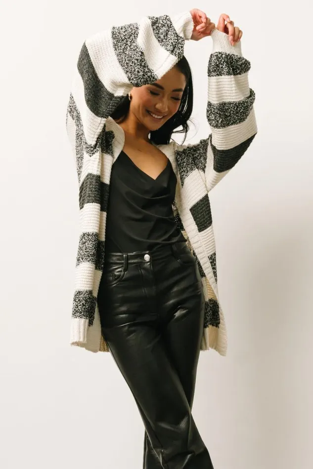 Women Banff Stripe Cardigan Black Ivory Baltic Born Cardigans