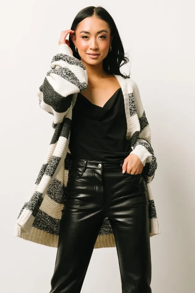 Women Banff Stripe Cardigan Black Ivory Baltic Born Cardigans