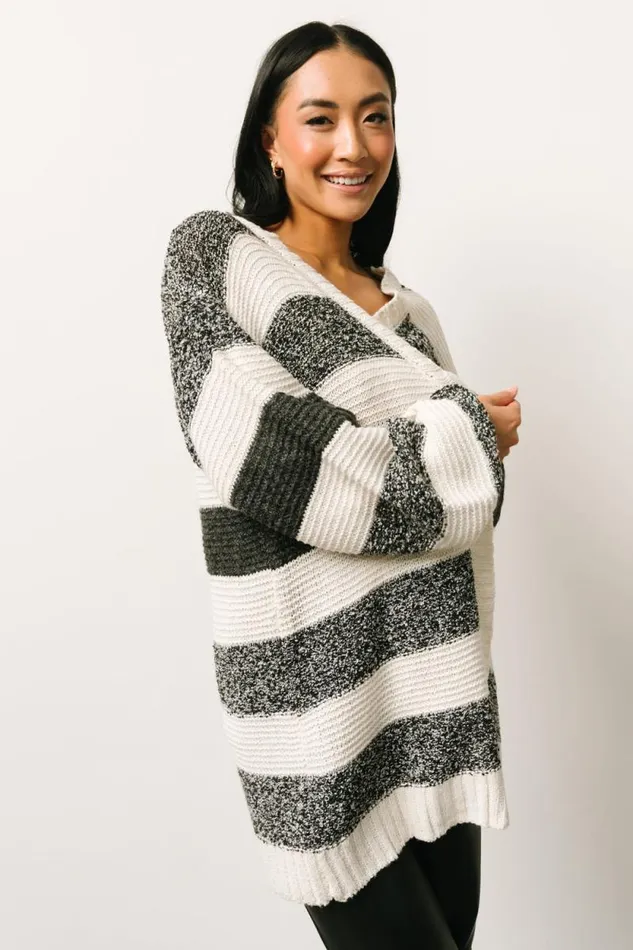 Women Banff Stripe Cardigan Black Ivory Baltic Born Cardigans