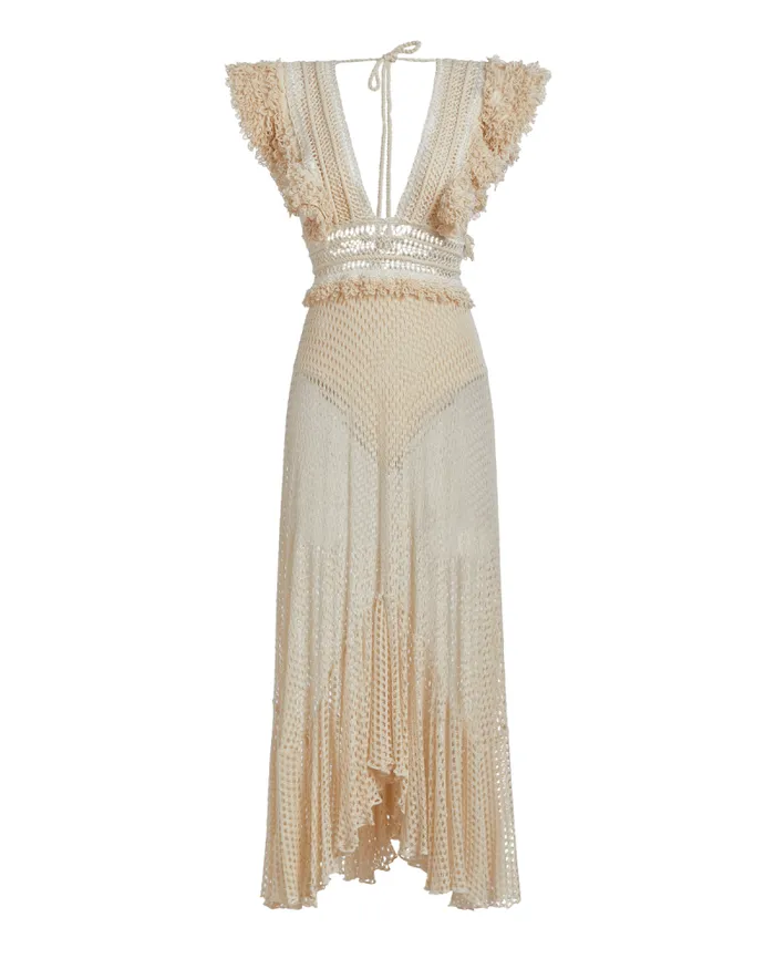Women Beach Dresses PatBO HANDWOVEN NETTED BEACH DRESS Wheat