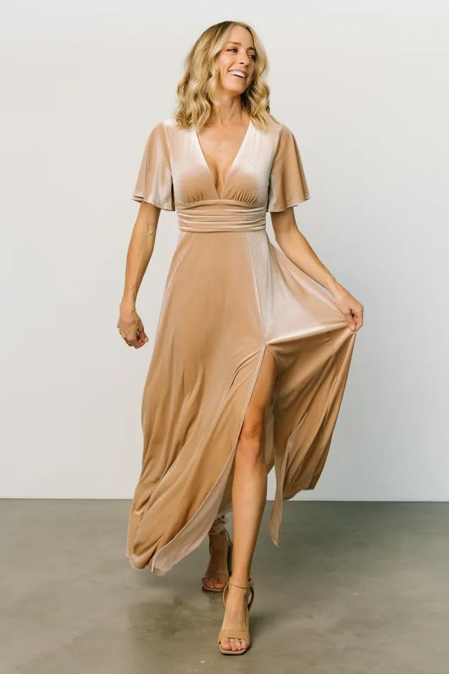 Women Berenice Velvet Maxi Dress Champagne Baltic Born The Guest Edit Women Berenice Velvet Maxi Dress Champagne Baltic Born The Guest Edit