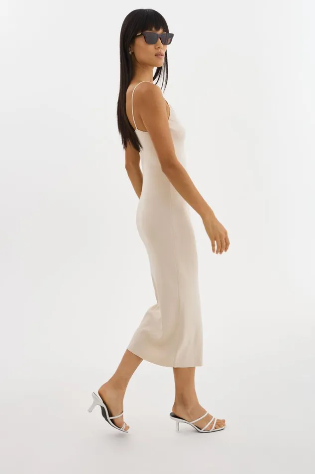 Women BETTINA Rib Knit Dress Beigewhite LAMARQUE Dresses