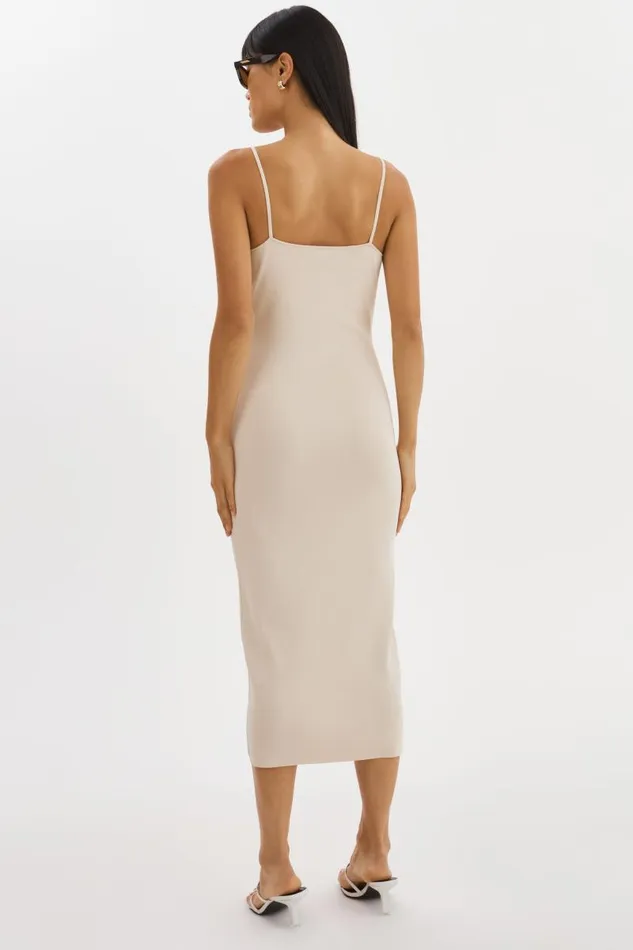 Women BETTINA Rib Knit Dress Beigewhite LAMARQUE Dresses