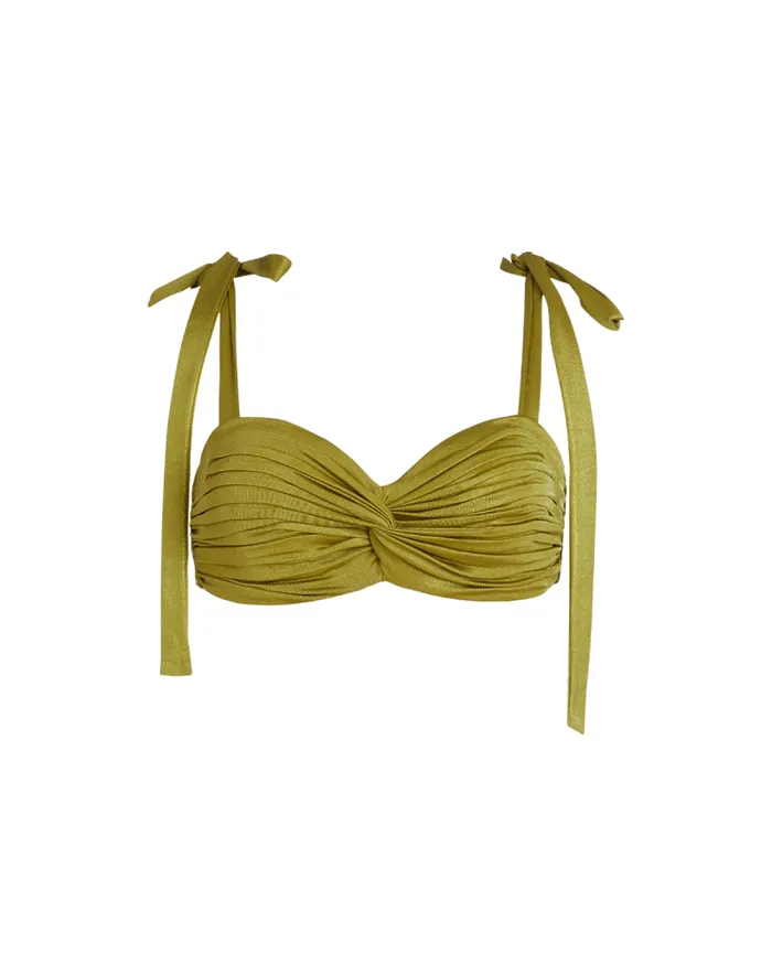 Women Bikinis PatBO Metallic Jersey Bralette FINAL SALE Absinthe