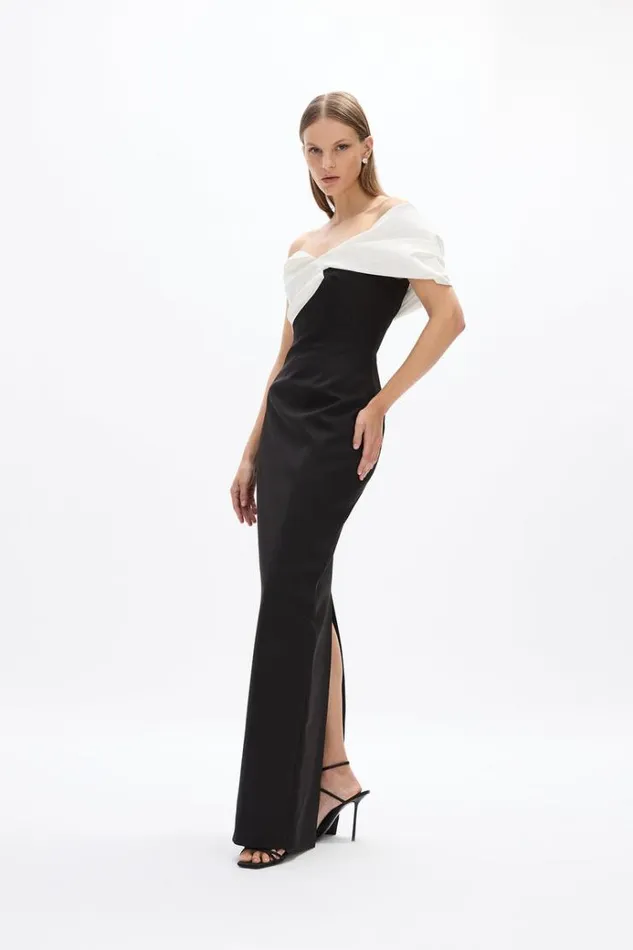 Women Black Dresses Rachel Gilbert Delila Gown BlackWhite