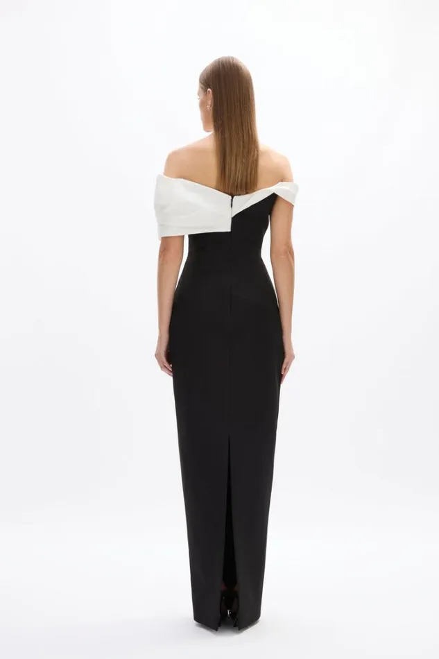 Women Black Dresses Rachel Gilbert Delila Gown BlackWhite
