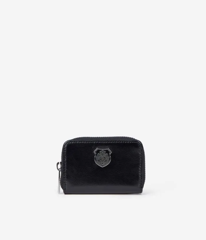 Women Black Leather Blazon Coin Purse THE KOOPLES Bags