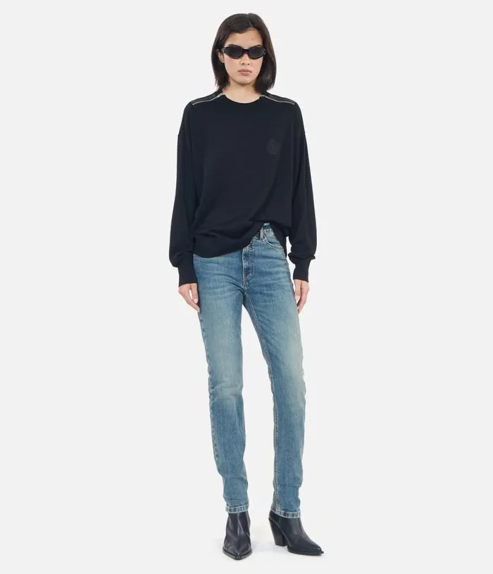Women Black Merino Wool Sweater THE KOOPLES Sweaters