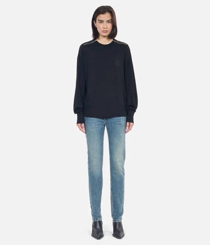 Women Black Merino Wool Sweater THE KOOPLES Sweaters