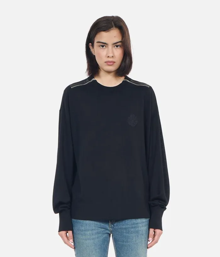 Women Black Merino Wool Sweater THE KOOPLES Sweaters
