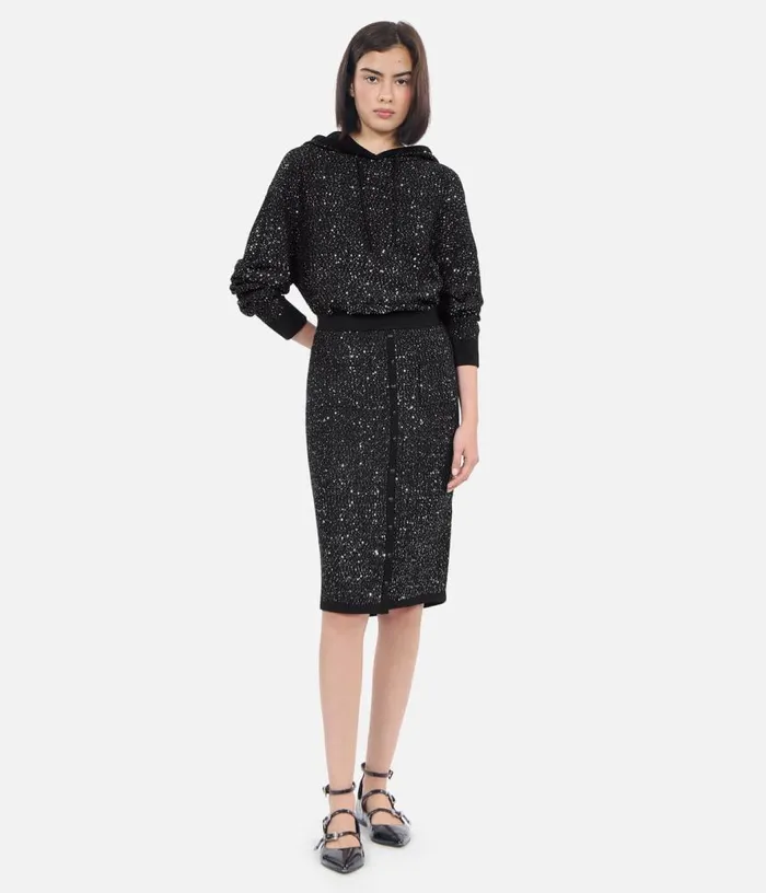 Women Black Midlength Sequin Skirt THE KOOPLES Skirts and Shorts