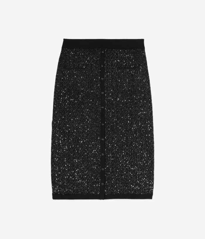 Women Black Midlength Sequin Skirt THE KOOPLES Skirts and Shorts