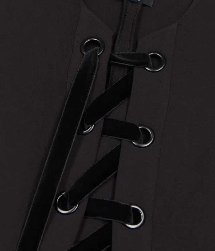Women Black Top With Lacing THE KOOPLES Blouses and Shirts