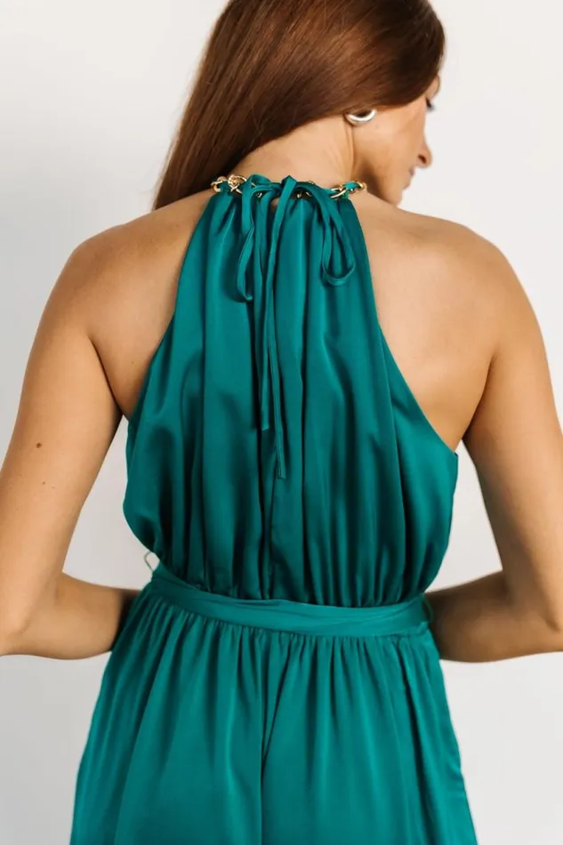Women Blaire Satin Jumpsuit Jewel Green Baltic Born Jumpsuits and Rompers