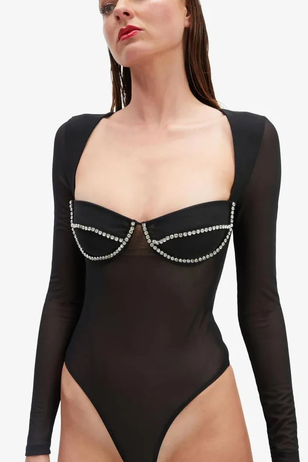Women Bodysuits Bardot Carter Diamante Bodysuit In Black Black Women Bodysuits Bardot Carter Diamante Bodysuit In Black Black