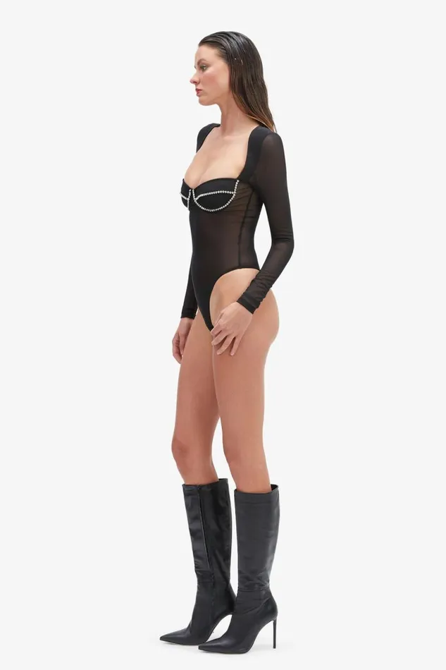 Women Bodysuits Bardot Carter Diamante Bodysuit In Black Black Women Bodysuits Bardot Carter Diamante Bodysuit In Black Black