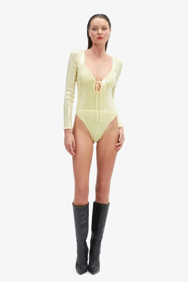 Women Bodysuits Bardot Verona Sequin Bodysuit In Canary Yellow Canary Yellow Women Bodysuits Bardot Verona Sequin Bodysuit In Canary Yellow Canary Yellow
