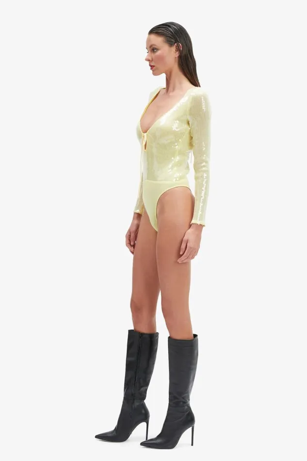 Women Bodysuits Bardot Verona Sequin Bodysuit In Canary Yellow Canary Yellow Women Bodysuits Bardot Verona Sequin Bodysuit In Canary Yellow Canary Yellow