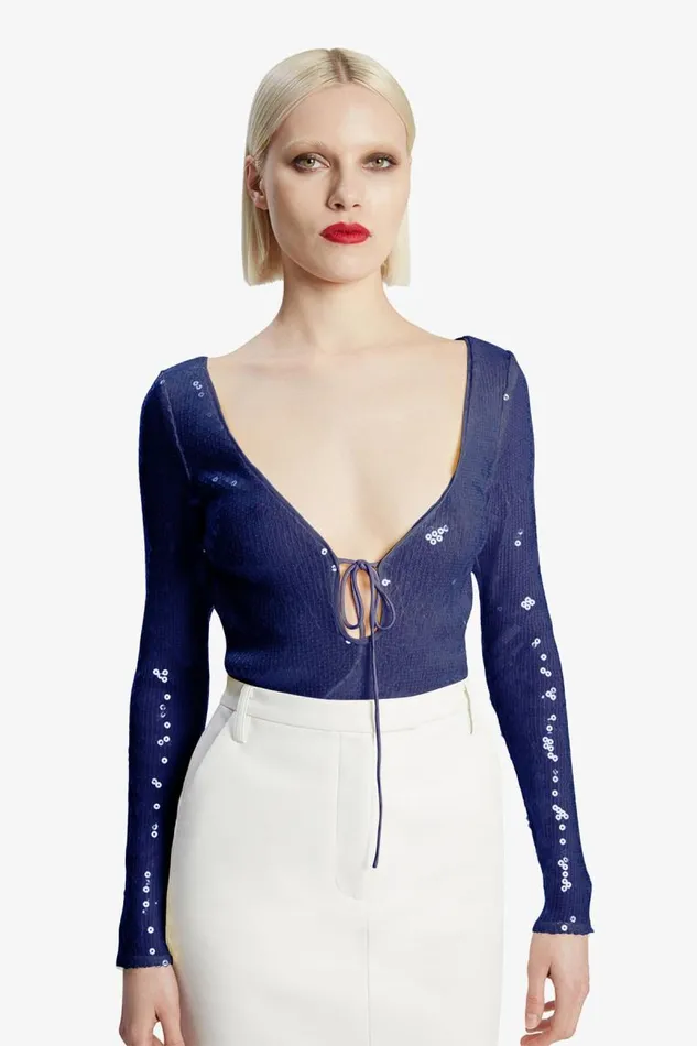 Women Bodysuits Bardot Verona Sequin Bodysuit In Navy Navy Women Bodysuits Bardot Verona Sequin Bodysuit In Navy Navy