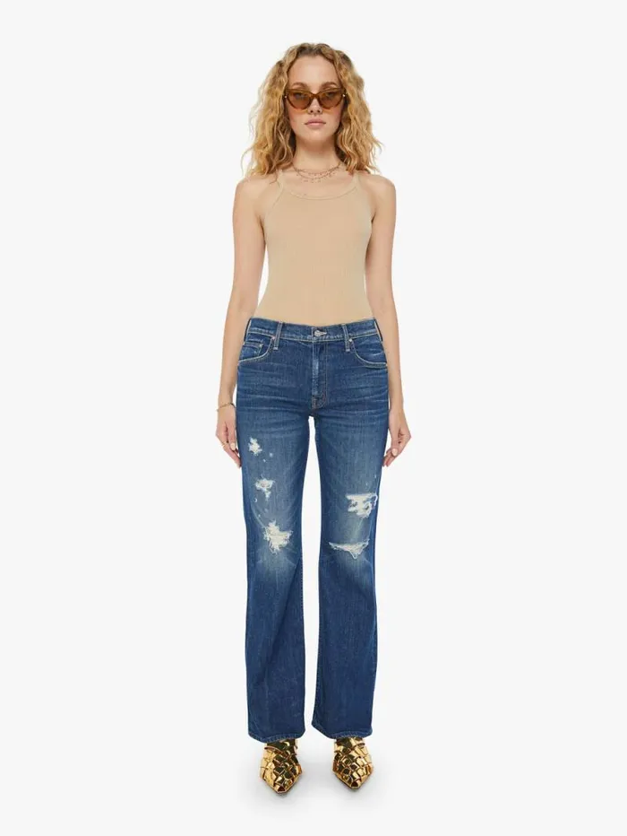 Women Bootcut Mother Denim The Bookie Sneak Medium Blue