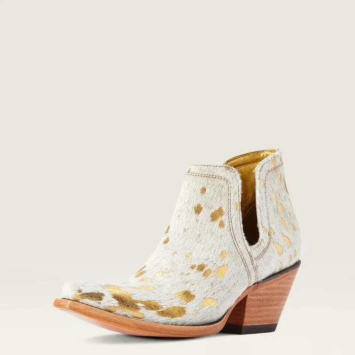 Women Booties Ariat Dixon Haircalf Western Boot White Metallic Hair On