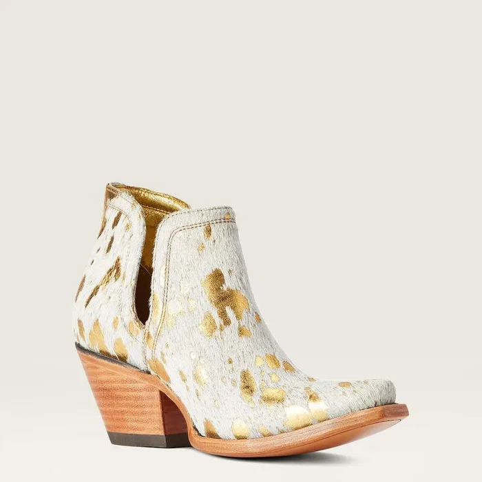 Women Booties Ariat Dixon Haircalf Western Boot White Metallic Hair On