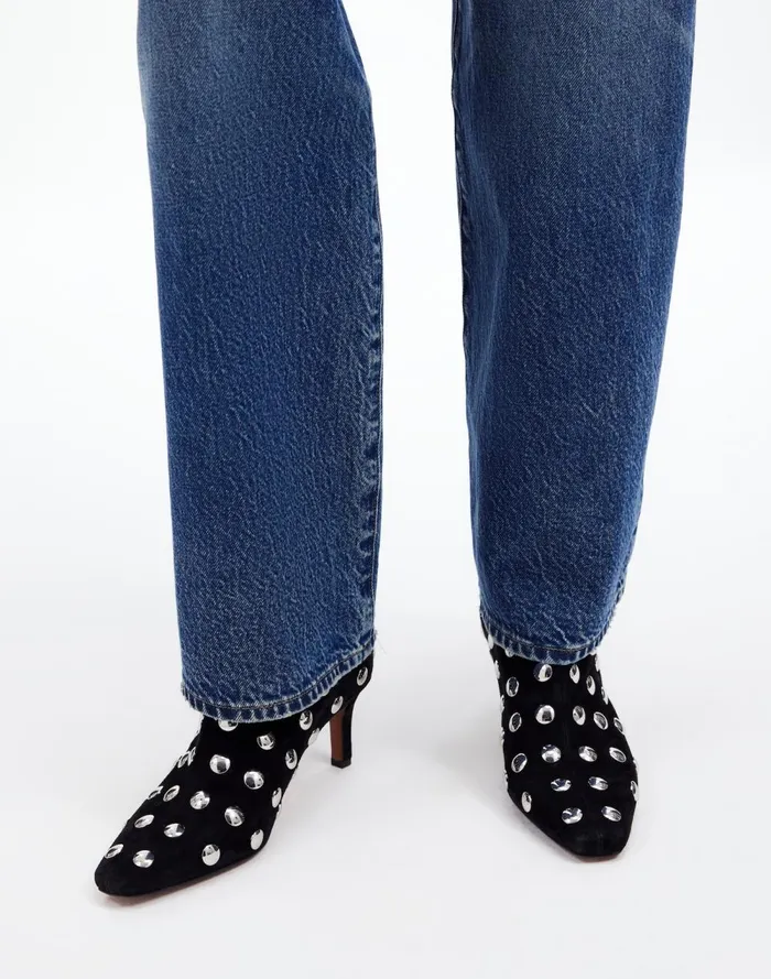 Women Boots Madewell The Dimes StilettoHeel Ankle Boot True Black Multi
