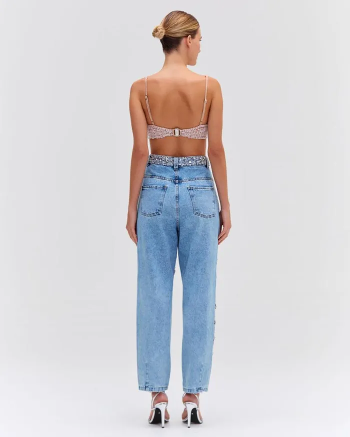 Women Bottoms PatBO HANDBEADED HIGH WAIST JEANS Denim