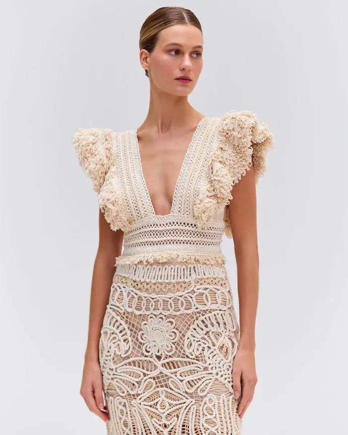 Women Bottoms PatBO HANDWOVEN MIDI SKIRT Wheat