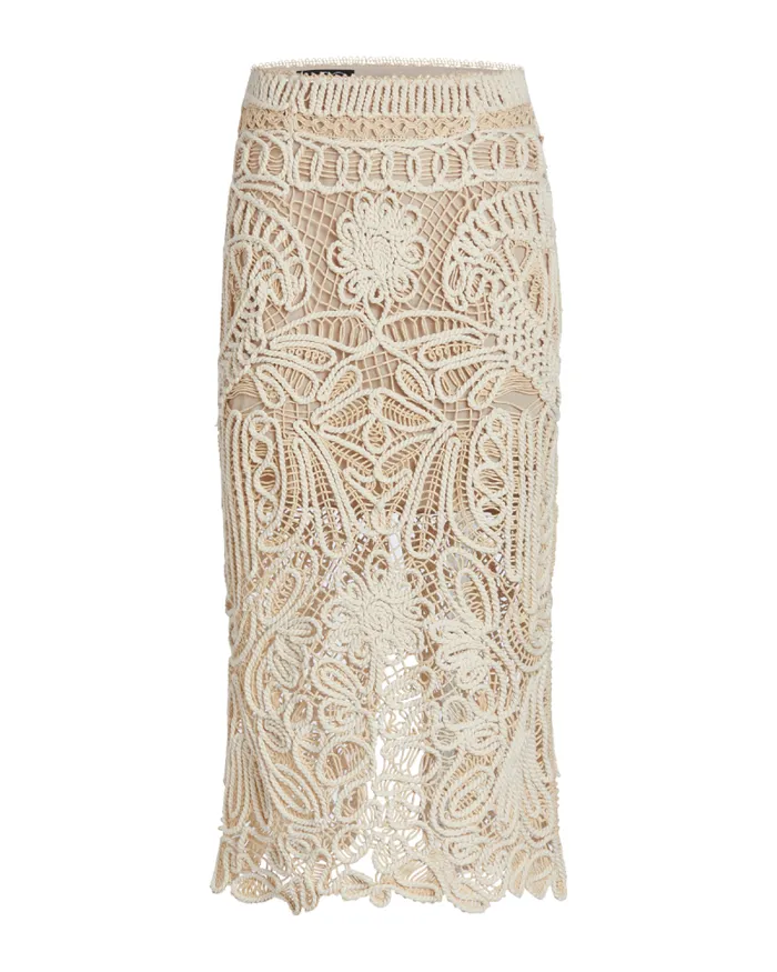 Women Bottoms PatBO HANDWOVEN MIDI SKIRT Wheat