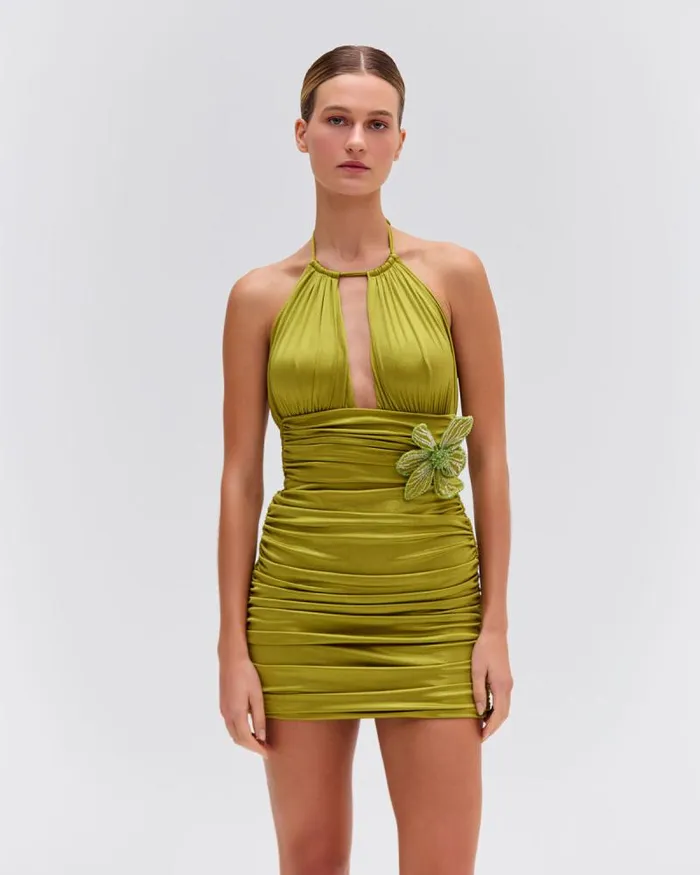 Women Bottoms PatBO Metallic Jersey Mini Skirt FINAL SALE Absinthe