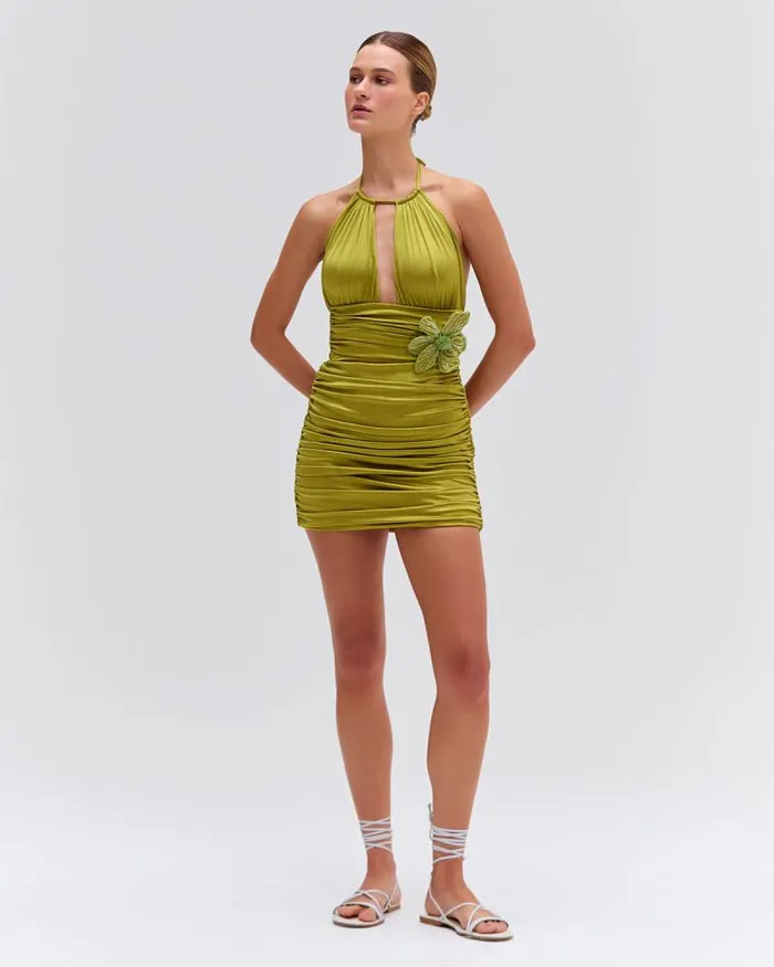 Women Bottoms PatBO Metallic Jersey Mini Skirt FINAL SALE Absinthe