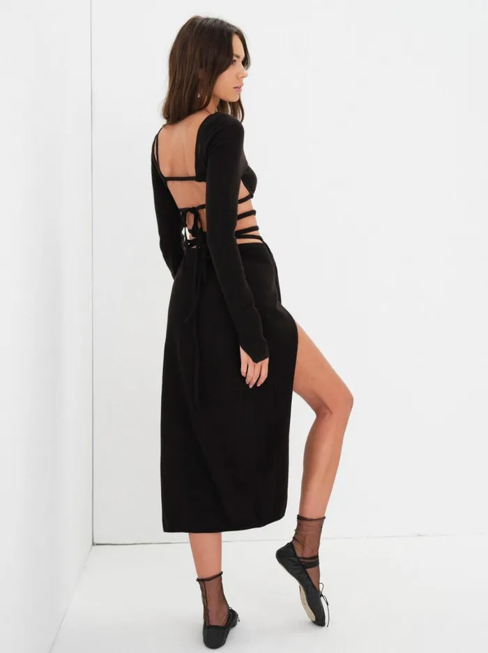 Women Brady Midi Skirt Black For Love and Lemons Knitwear Women Brady Midi Skirt Black For Love and Lemons Knitwear