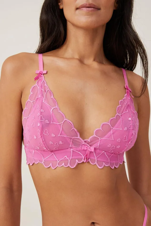 Women Bras Cotton On Sasha Embroidered Mesh Triangle Bralette Cupids Kiss