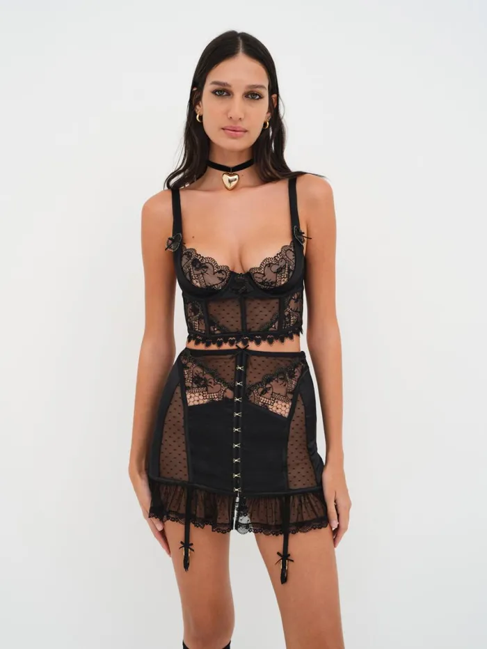 Women Brie Garter Skirt Black For Love and Lemons Lingerie Women Brie Garter Skirt Black For Love and Lemons Lingerie