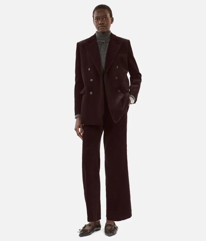 Women Brown Corduroy Suit Jacket THE KOOPLES Coats and Jackets