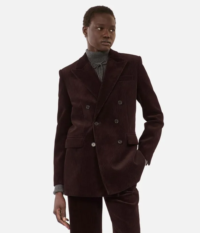 Women Brown Corduroy Suit Jacket THE KOOPLES Coats and Jackets