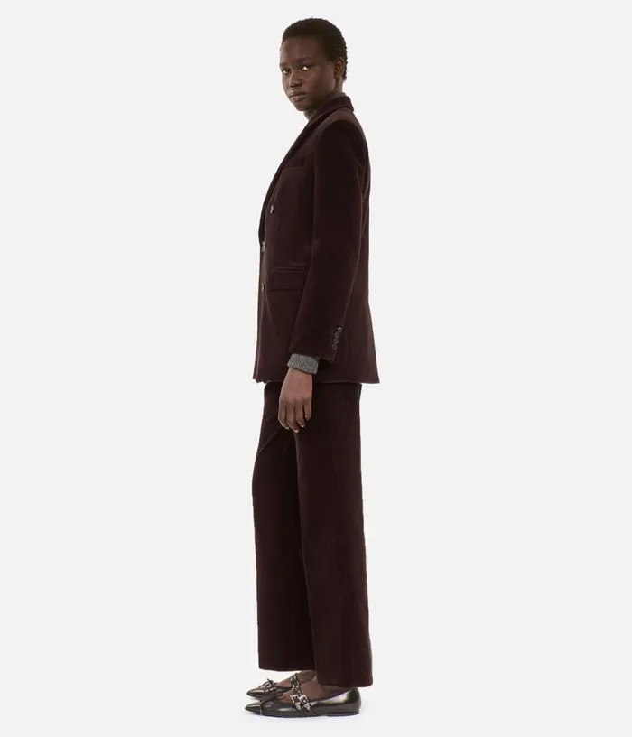 Women Brown Corduroy Suit Jacket THE KOOPLES Coats and Jackets
