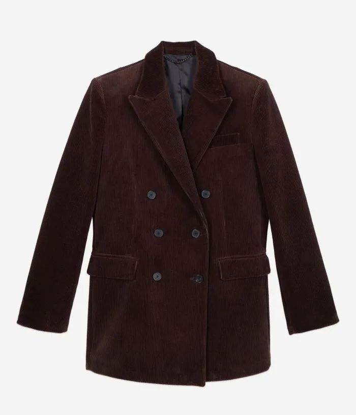 Women Brown Corduroy Suit Jacket THE KOOPLES Coats and Jackets