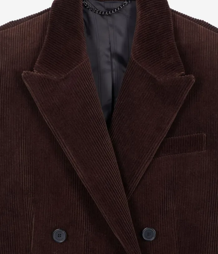Women Brown Corduroy Suit Jacket THE KOOPLES Coats and Jackets