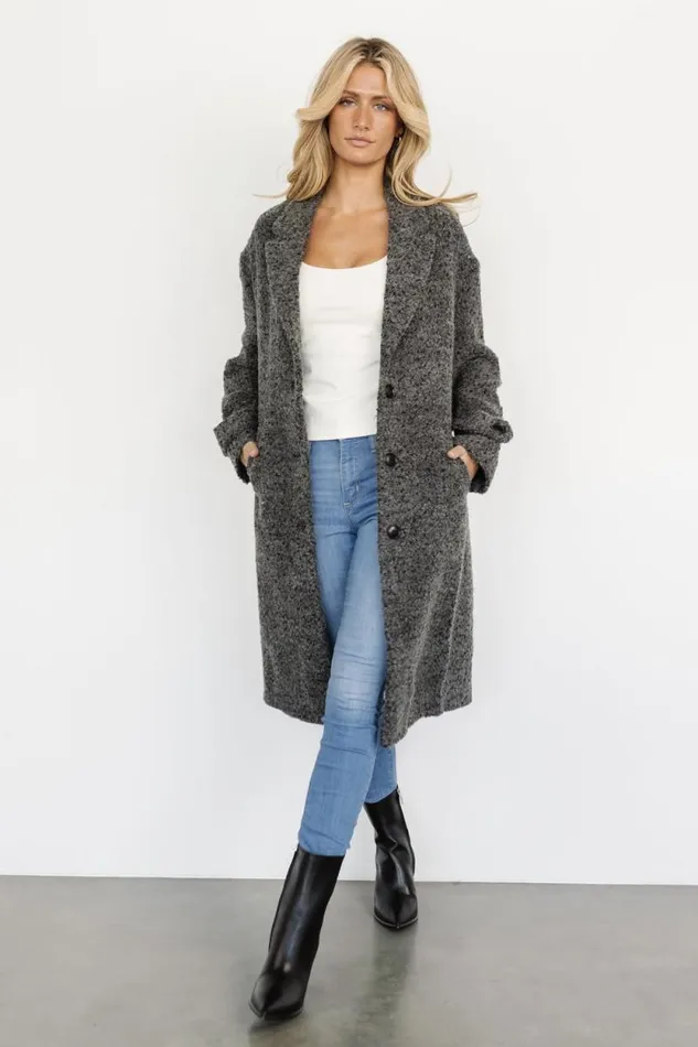 Women Burke Boucle Coat Charcoal Baltic Born Outerwear