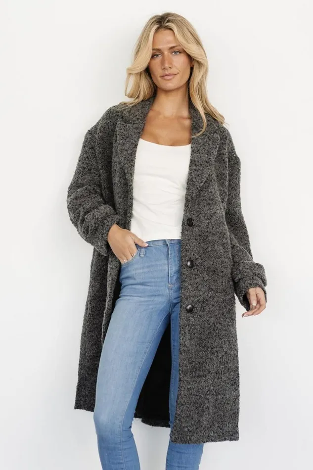 Women Burke Boucle Coat Charcoal Baltic Born Outerwear Women Burke Boucle Coat Charcoal Baltic Born Outerwear