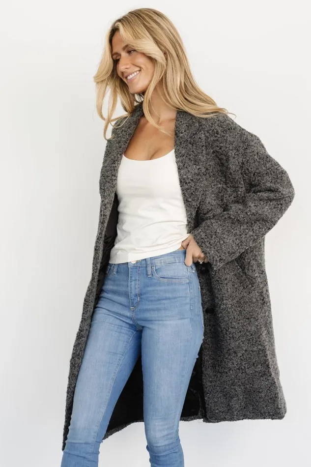 Women Burke Boucle Coat Charcoal Baltic Born Outerwear Women Burke Boucle Coat Charcoal Baltic Born Outerwear