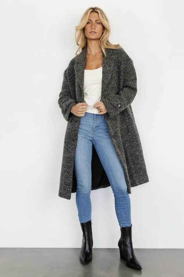 Women Burke Boucle Coat Charcoal Baltic Born Outerwear Women Burke Boucle Coat Charcoal Baltic Born Outerwear