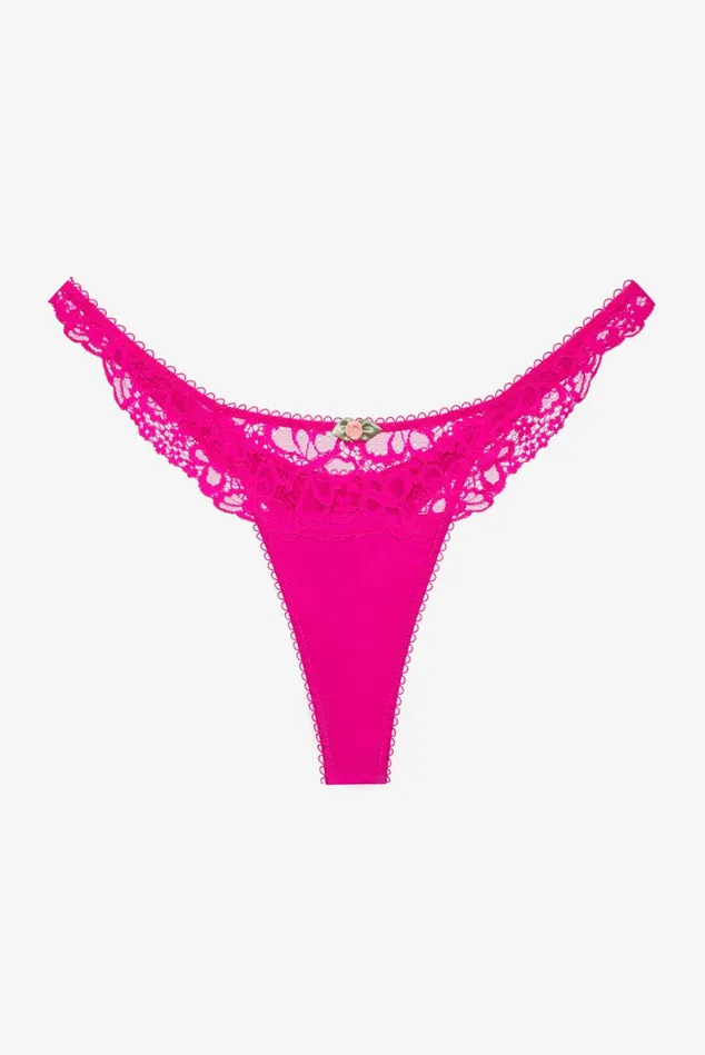 Women Butterfly Lace Thong Panty Pink For Love and Lemons Lingerie