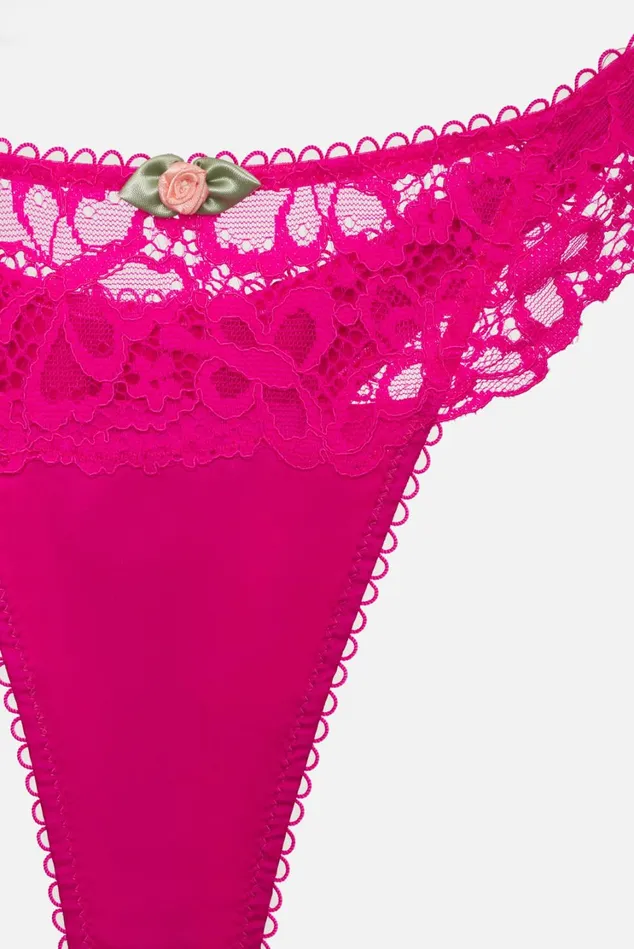 Women Butterfly Lace Thong Panty Pink For Love and Lemons Lingerie