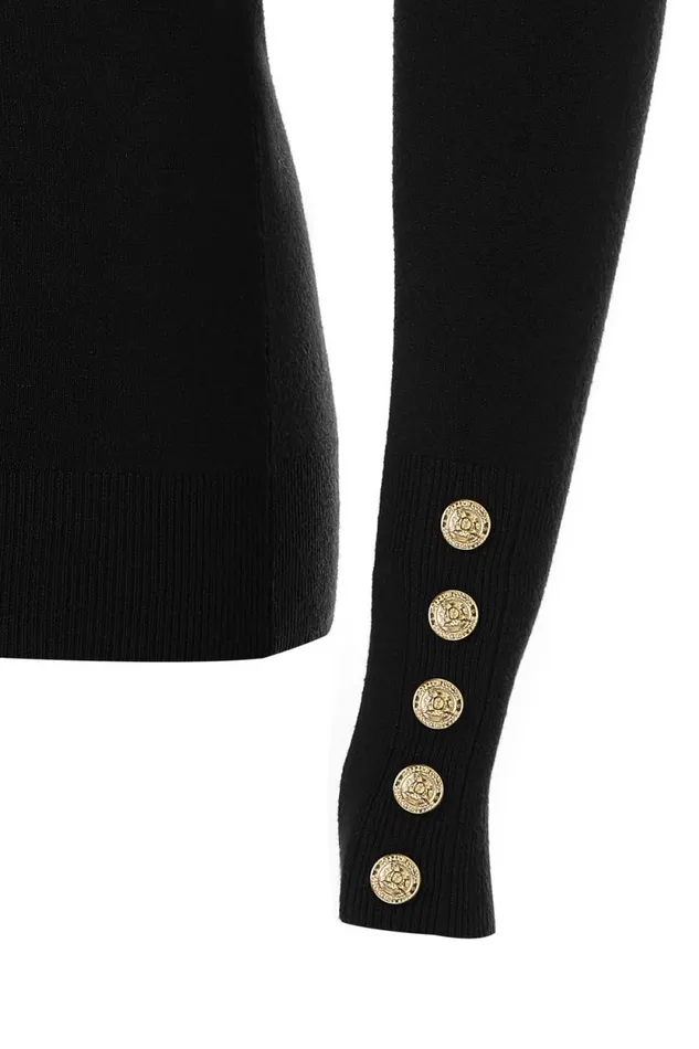 Women Buttoned Knit Roll Neck Black Holland Cooper Knitwear Women Buttoned Knit Roll Neck Black Holland Cooper Knitwear