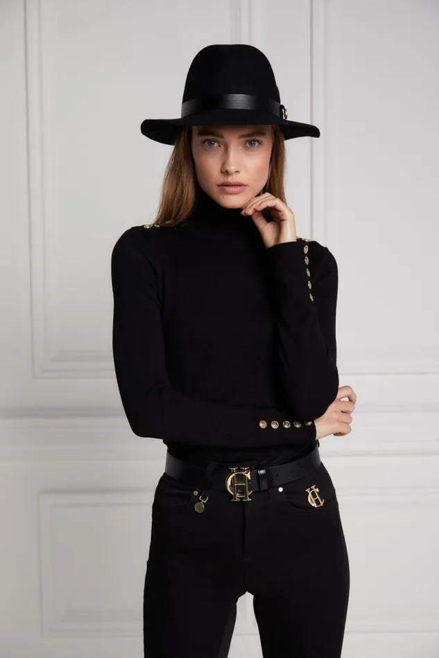 Women Buttoned Knit Roll Neck Black Holland Cooper Knitwear Women Buttoned Knit Roll Neck Black Holland Cooper Knitwear