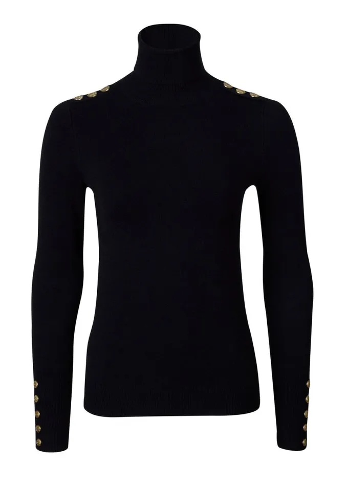 Women Buttoned Knit Roll Neck Black Holland Cooper Knitwear Women Buttoned Knit Roll Neck Black Holland Cooper Knitwear